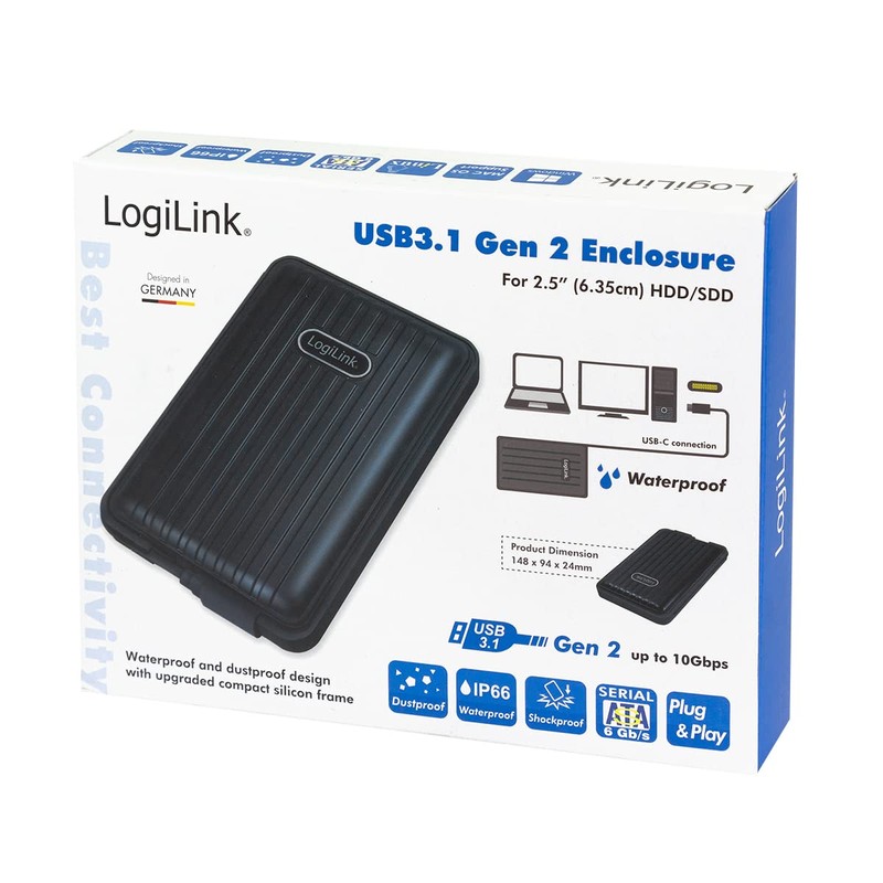 LogiLink External Hard Drive Enclosure for 2.5 Inch HDD/Hard Drive