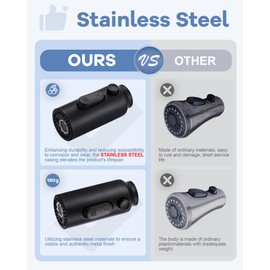 [New Upgrade] iVIGA Pull Down Faucet Sprayer Head Replacement, Stainless Steel Black 3 Function Pull Out Spray Head Nozzle with 9 Adapters for Moen Kohler Delta G1/2 Male Connector Kitchen Sink Faucet