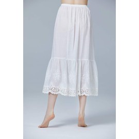 BEAUTELICATE Half Slip Skirt Extender 100% Cotton Vintage Underskirt with Lace Embroidery
