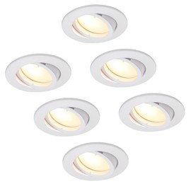 HCFEI Set of 6 LED Recessed Spotlights, Dimmable, Matte White, Swivelling, 3 W, Flat, 230 V, Recessed Spotlight, 68 mm Borehole (Warm White 3000 K)