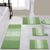Vaukki Soft Bathroom Rug Set, Non Slip Washable Bath Floor Mat, Absorbent Striped Bath Carpet for Tub, Bathroom and Shower(18''x26''+20''x32''+20''x48''+U20''x24''+Cover19''x21'',Sage Green)