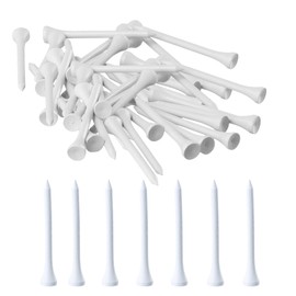 PTJJXA Premium Wooden Golf Tee, Pack of 100 White Golf Tees, 70 mm Golf Tees Bamboo, Ecological Through Wooden Tees (White)