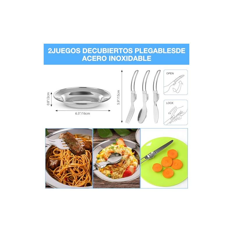BYCRAY - Kit de Cocina Camping Portatil,16Pcs Utensilios de Cocina