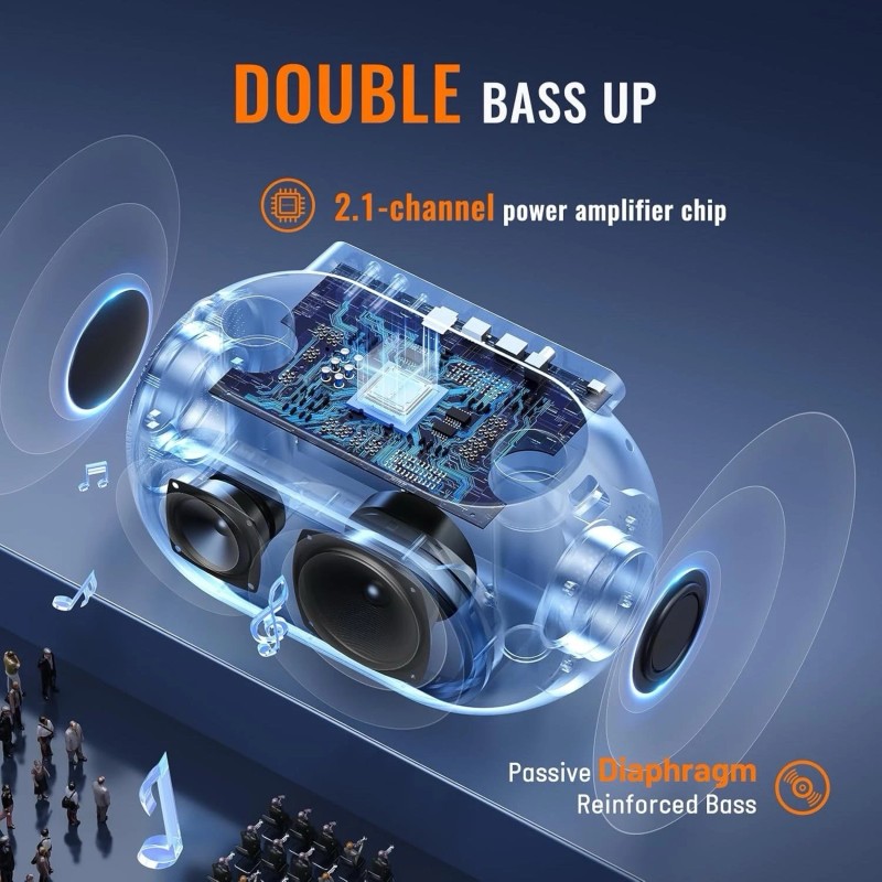 SUDOTACK Portable Karaoke Machine with LED Lights, 2 Wireless Mics,