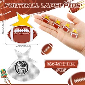 Tondiamo Football Lapel Pins Gift Bulk Sports Brooch for Team Players Train Enthusiast Party School Backpack Hat Accessories(50 Pcs)