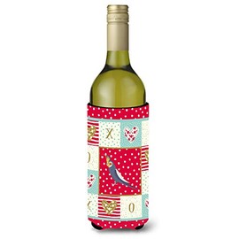 Caroline's Treasures CK5521LITERK Cockatiel Love Wine Bottle Hugger, Red Bottle Cooler Sleeve Hugger Machine Washable Collapsible Insulator Beverage Insulated Holder