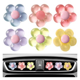 DXNQ 6 PCS Flower Car Air Vent Clips, Daisy Flower Car Air Freshener Charm with Aroma Tablets, Interior Decoration Air Conditioning Outlet Aromatherapy Clip, Car Accessories