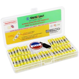 DINGYUAN 50-Piece Solder Connector with Heat Shrink Tube in Set, Heat Shrink Solder Connector Set with Solder Paste, Low Melting & Lead-Free Soldering Waterproof Electrical Insulated Cable Connector