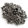 Victorian Corsage Flower Brooch (Silver&Jet Black)
