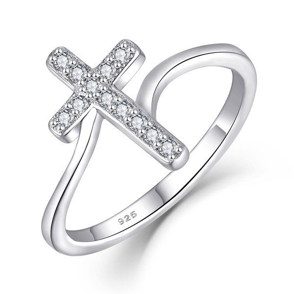 STARCHENIE 925 Sterling Silver Cross Ring for Women Size 8