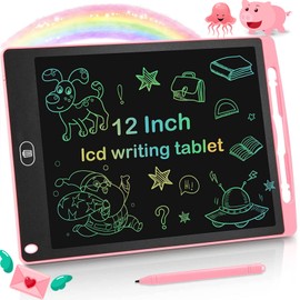 Pizarron Magico Infantil, Tablero De Dibujo Electrónico, Lcd De 12 Pulgadas, Colorido Reutilizables Juguete Educativo Para Niños Y Niñas, Para Pintar Graffiti, Notas Texto De Oficina (Rosa)
