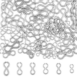 SUPERFINDINGS 300 Pieces 6 Style 304 Stainless Steel Fishing Sinking Eyes 1.6 ~ 2.5 mm DIY Fishing Lure Eyelets Silver 8 Shaped Loops Swivel Clip for Weights Shapes