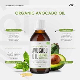 Organic Avocado Oil 100ml - Extra Virgin & Cold Pressed Premium Avocado Oil ~ Sustainably Sourced ~ for Keto, Paleo & Vegan Diets – By Alpha01