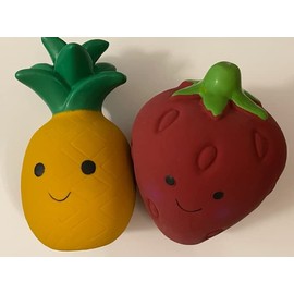 Surrey Feed Latex Fruit Dog Toys (Pack of 2) - Pineapple/Strawberry