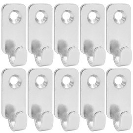 Zorfeter 10 Pcs Wall Mount J Hooks for Hanging, 304 Stainless Steel Heavy Duty Hanger for Mirror Picture Frames Wire Key Bag, Silver