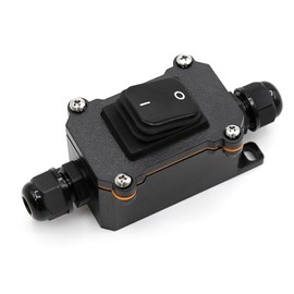 Leloco IP67 Cable Switch Waterproof for Outdoor Use, 16A 220V Cord Switch with Black Button, Robust Switch without Lighting for Garden, Workshop, Construction Site