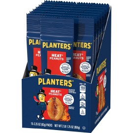 Planters Heat Peanuts 2.25 Ounce Pack of 15 Healthy Snack for On the Go