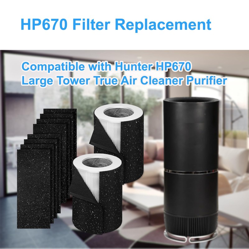 2+8 HP670 Replacement Filter-Compatible with Hunter HP670 Large Tower True
