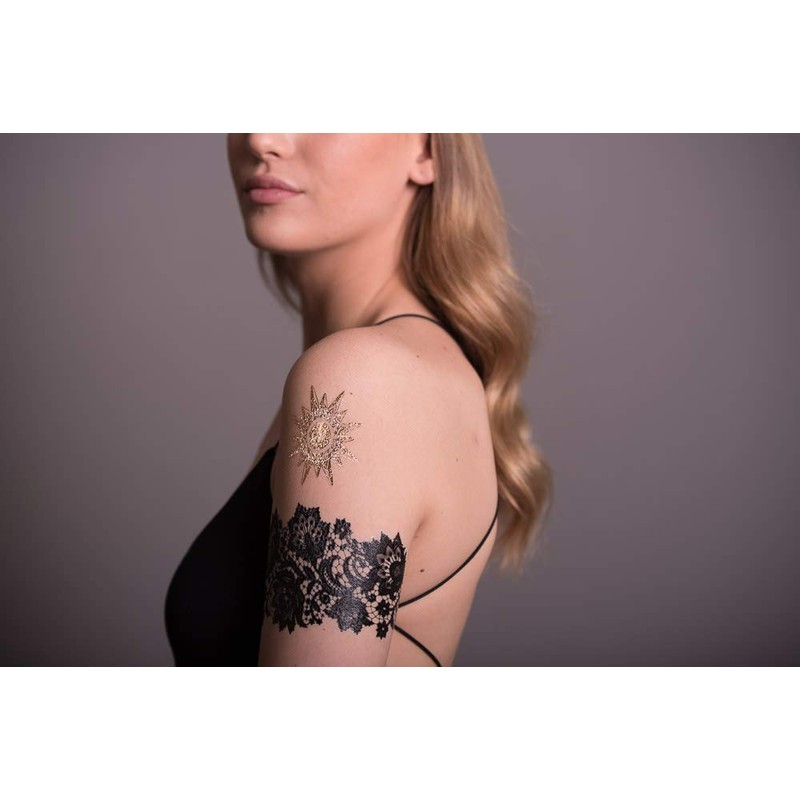 4 Sheets Temporary Gold Silver Tattoo Sun Tattoo Star Tattoo