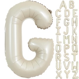 TONIFUL 40 Inch Large Cream White Letter G Balloons Giant Alphabet Letter Balloons,Foil Mylar Big Balloons for Birthday Party,Anniversary,Baby Shower,Wedding Supplies Decorations