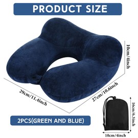 Sintuff 2 Pack Inflatable Travel Pillow for Airplanes Inflatable Neck Pillows with Compact Bag and Blindfold Soft Flight Pillow for Traveling, Airplane, Train, Car, Office(Peacock Green and Blue)