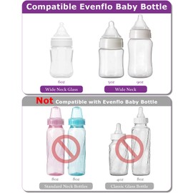 Sippy Spout Nipple for Evenflo Balance Plus Wide Neck Baby Bottles&Glass Bottle,Variable Flow, Silicone Conversion Nipples,6+ Months,6 Count
