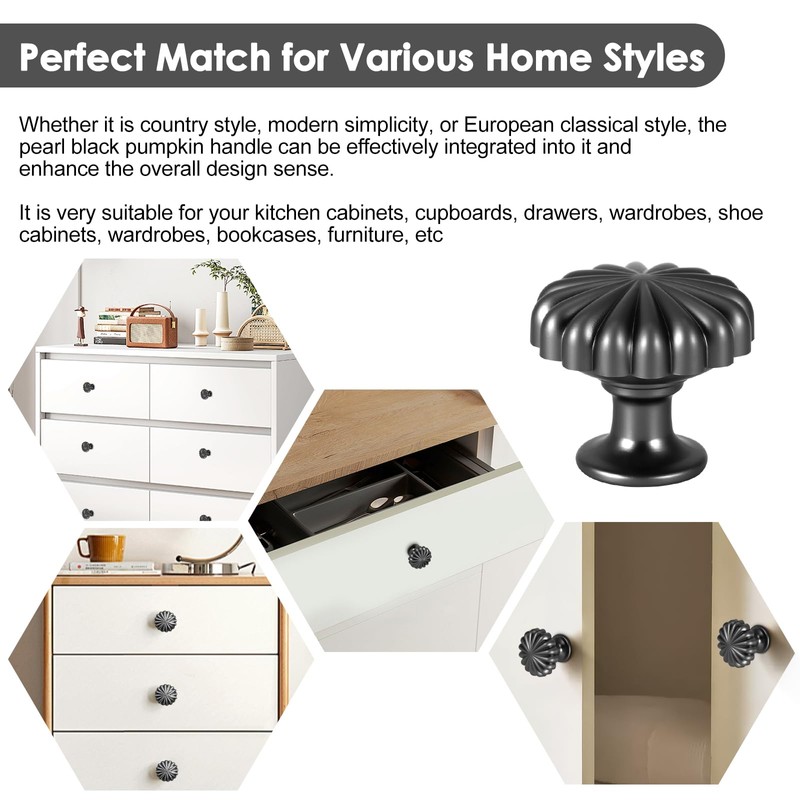 ZONJIE 12 Pack Black Cabinet Knobs Black Drawer Knobs, Single