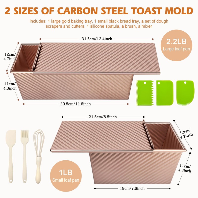 2Pack Loaf Pans with Lids – 2.2 LB & 1