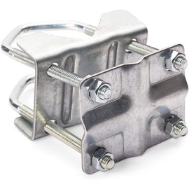 TV AV 1"–2" 2"-2" 1"-1" Pole TV AV Mast Clamp Bracket, 8 Nut Aerial Bolt Universal Steel Extension, TV Wall Mounting Kit Pole to Pole