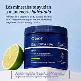 Trace Minerals Electrolitos Keto Lima Limón Polvo 369g para Dietas Cetogénicas                                                                        