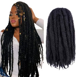 ToyoTress Marley Hair Crochet Braids - 22 Inch 6 Packs Marley Twist Crochet Hair For Faux Locs #1 Black , Afro Curly Marley Braids Synthetic Twist Crochet Braiding Hair Extensions (22 Inch, #1-6P)
