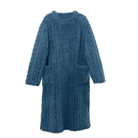 Sgjdewo Winter Coral Velvet Home Clothes, Winter Pajamas for Women Warm Plush Thicken Flannel Pajamas, Womens Warm Pajamas, Long, Easy-to-Wear, Loose, Plush, Warm Pajamas (Blue,51.2in)