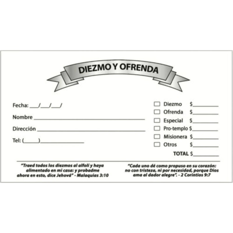 Sobres para iglesia de Diezmo y Ofrenda,etc-Pa