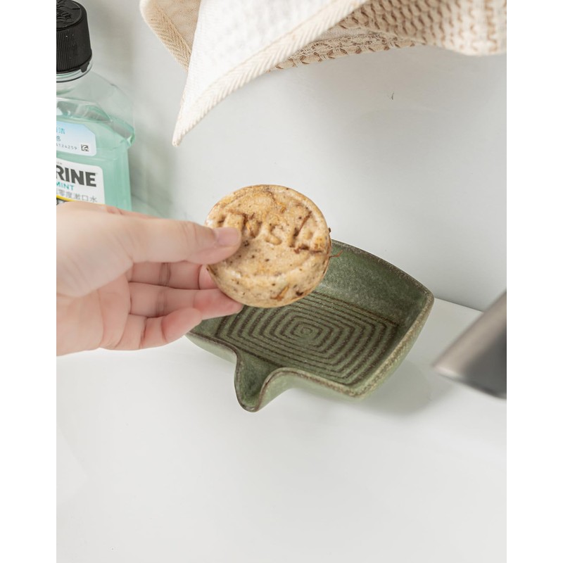 Self Draining Soap Dish, Ceramic Drain Soap Holder Waterfall Design