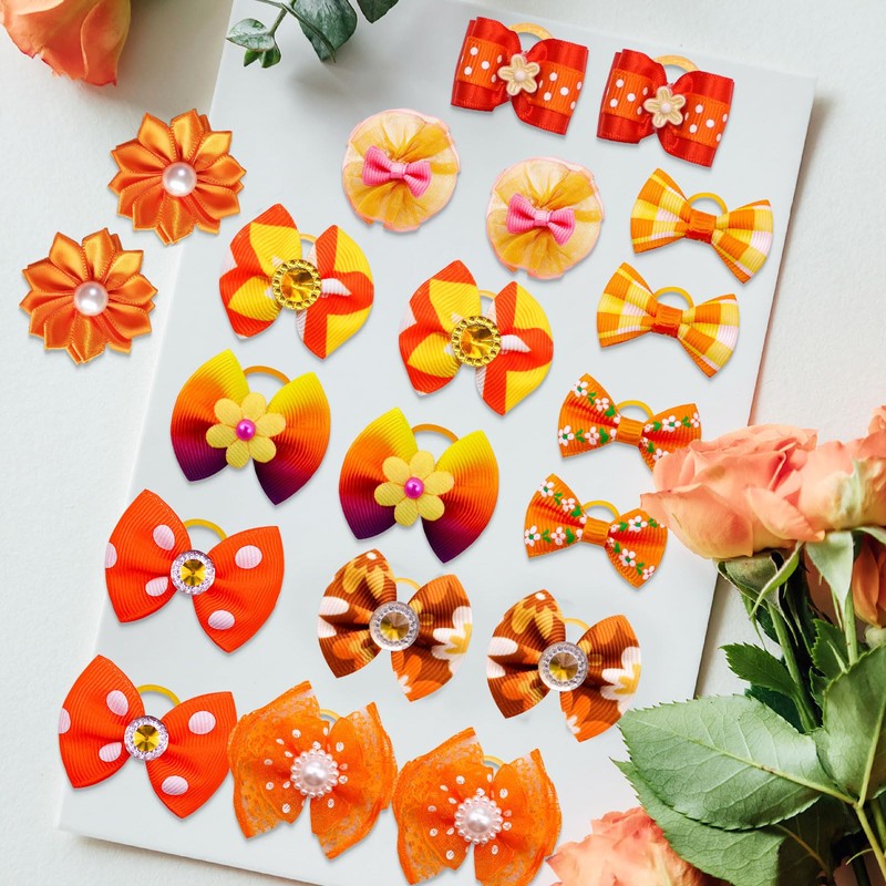 Mruq pet 100pcs Fall Pet Small Dog Hair Bows with