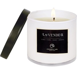 Chloefu LAN Premium Lavender Scented Candle for Men & Women, Highly Scented, 7.1oz|45 Hour Long Lasting, All Natural Soy Candles, Home Decor,Glass Jar Candle with Gift Box