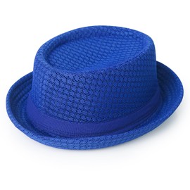 Luwint Cute Fedora Hat - Lightweight Breathable Mesh Crushable Roll Up Short Brim Bowler Derby Cap (Blue)