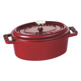 Staub La Cocotte Oval 40509-807 Mini Pico Cocotte Oval Cherry 4.3 inches (11 cm) Small Two-Handed Enameled Pot