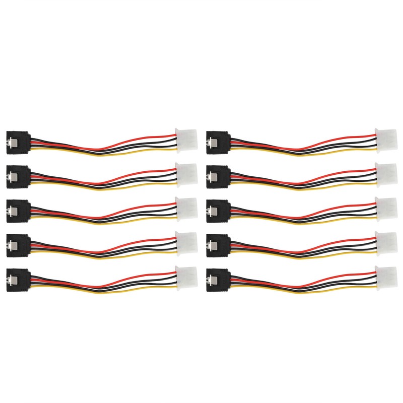 10 Pcs SATA Cables Big 4Pin to 15Pin IDESATA Power