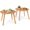 Tangkula Outdoor Side Table, 24.5 Inch Acacia Wood Round Accent