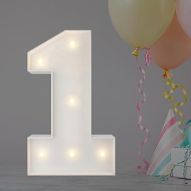 2FT Marquee Light Up Number, Marquee Numbers 1, Mosaic Balloons for Numbers, Light Up Numbers for 1st 16st 21st Birthday Party Decorations,Cardboard Numbers, Anniversary Decor