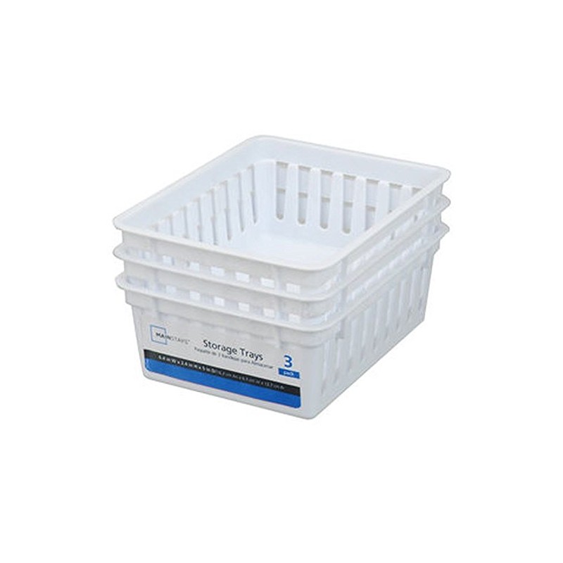 Basic Square Mini Bin Storage Trays - White - 3pk