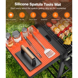 Uozuke Silicone Griddle Tools Mat for Blackstone- Large Silicone Spatula Mat with Drip Pad - Griddle Mat Barbeque Grill Accessories - Side Shelf Mat Grill Pad for Outdoor Grill Kitchen Countertop (Orange)