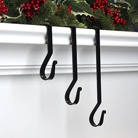 Primitive Home Decors Black Classic 8" Metal Mantle Stocking Hangers (Set of 6)