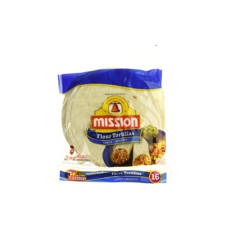 Mission, Large Burritos Size, Flour Tortillas, 16 Count, 40oz Bag