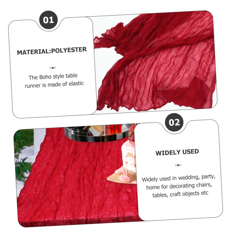Mobestech 2pcs Boho Gauze Table Runner Romantic Decorative Table Cloth