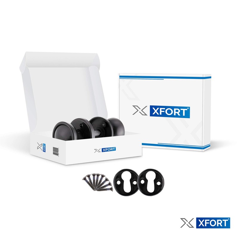 XFORT® Black Rim Mortice Knob Set, Plastic Rim Lock Knobs,