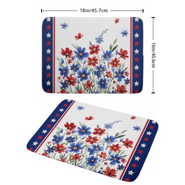 4th of July Dish Drying Mats for Kitchen Counter Patriotic Star Microfiber Absorbent Dish Drainer Rack Mat Summer Floral Independence Day Protector Sinks Dishes Pad for Countertop Table Decor 16”x18”