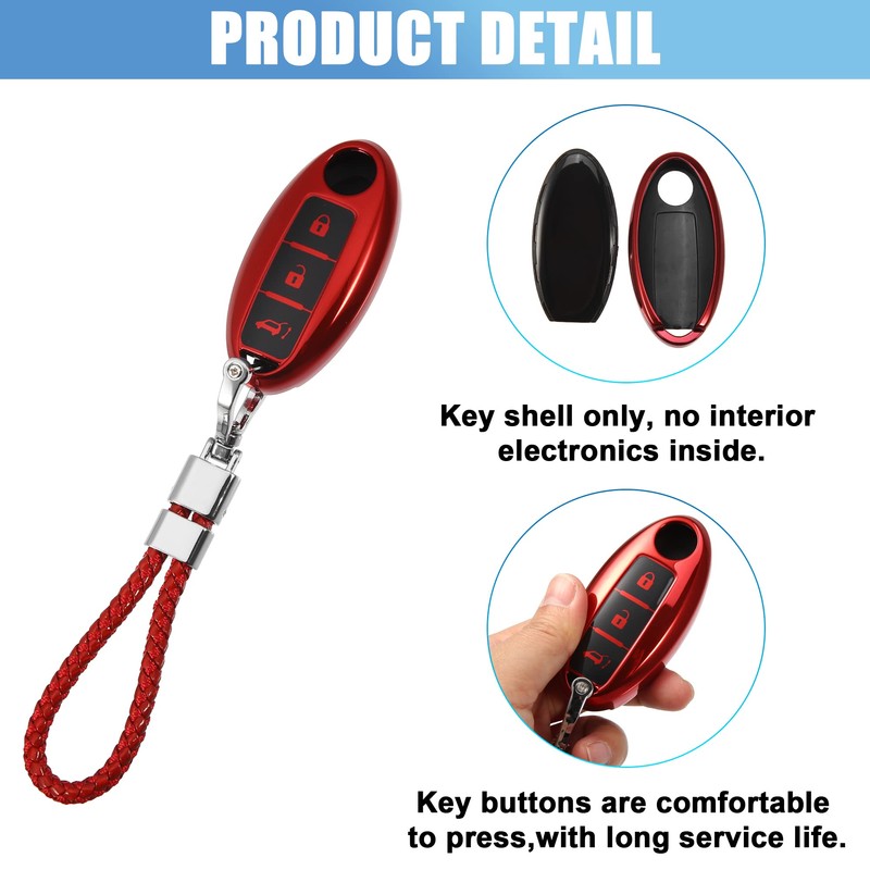 QUARKZMAN Remote Control Key Cover TPU 3 Button for Nissan