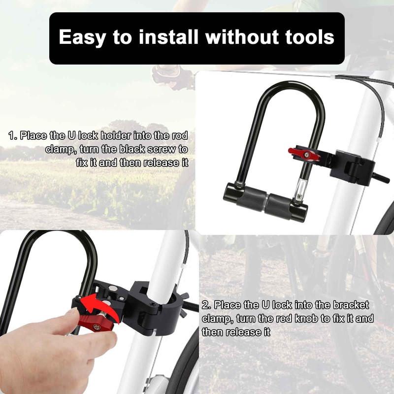 U Lock Bike Mount, Heavy Duty Aluminum Alloy Bike Lock